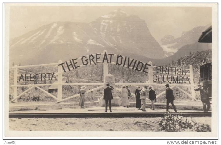 Great Divide Alberta BC Boundary, Canadian Rockies, On C1920s Vintage Real Photo Postcard - Other & Unclassified
