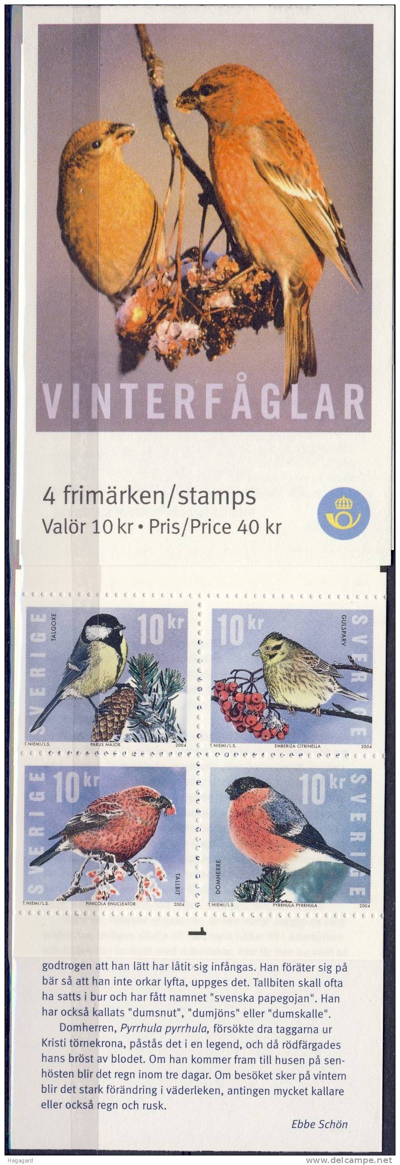 #Sweden 2004. Booklet. Birds. Michel MH 302. MNH(**) - 1981-..