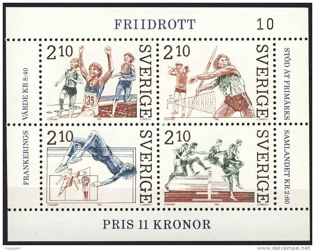 #Sweden 1986. Sport. Athletics. S/S. Michel Bl.14. MNH(**) - Blocks & Sheetlets