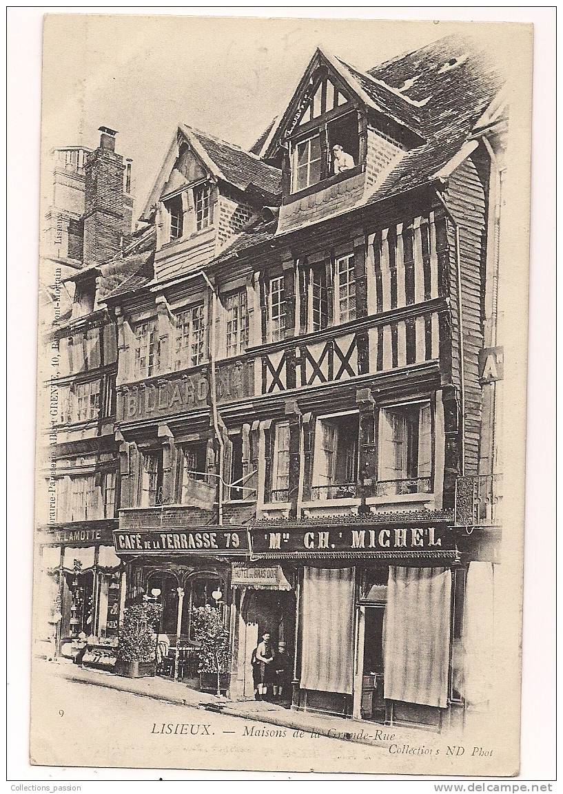 Cpa , 14 , LISIEUX , Maisons De La Grande Rue , Animée , Commerces , Café De La Terrasse , Voyagée 1905 , Dos Simple - Lisieux