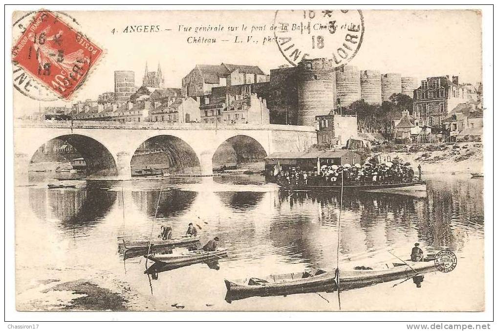49 -   ANGERS - Vue Générale Sur Le Pont De La Basse-Chaîne Et Le Château- Animée Bateaux-lavoirs, De Promenade Pêcheurs - Angers