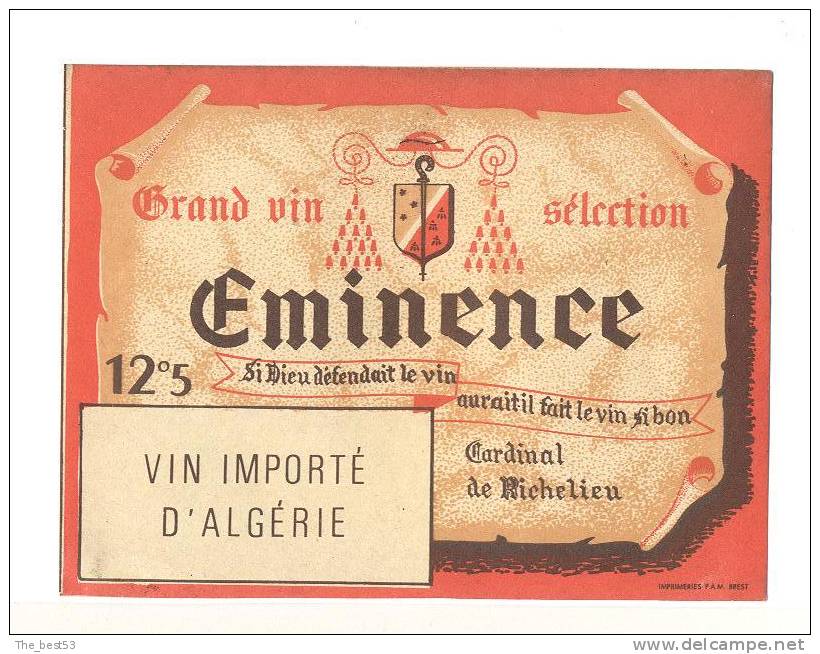 Etiquette De Vin  D´Algérie    Eminence - Other & Unclassified