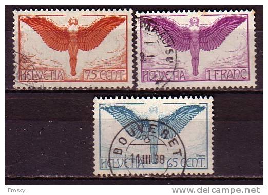 PGL - SWITZERLAND AIRMAIL Yv N°10a/12a - Usati