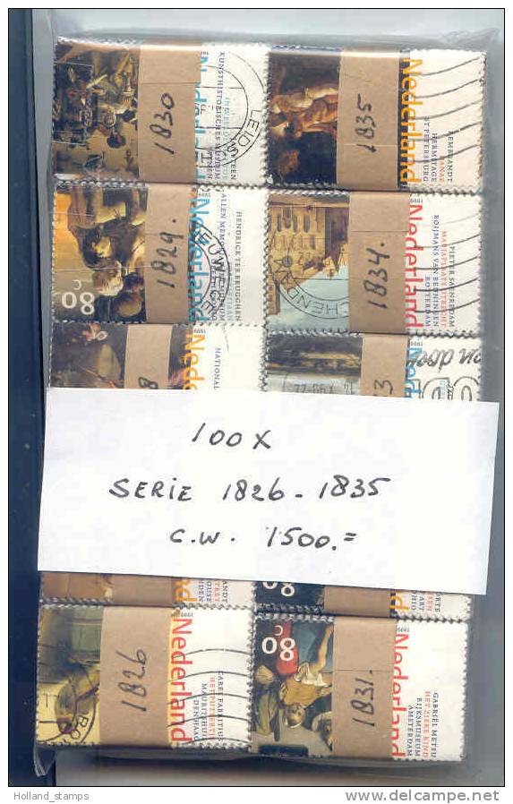 NEDERLAND SERIE 1826 - 1835 PAINTINGS  KOMPLEET 100 SETS. CAT WAARDE EURO 1.100.00 - Used Stamps