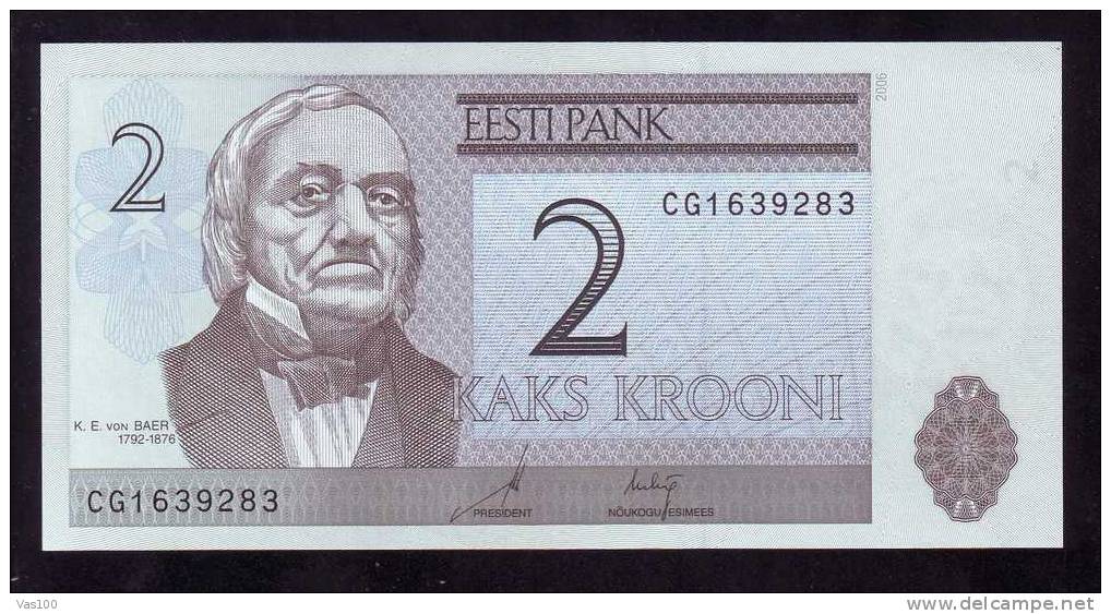 Estonie,2 KAKS KROONI, PAPER MONEY,UNC, Uncirculated - Estonie