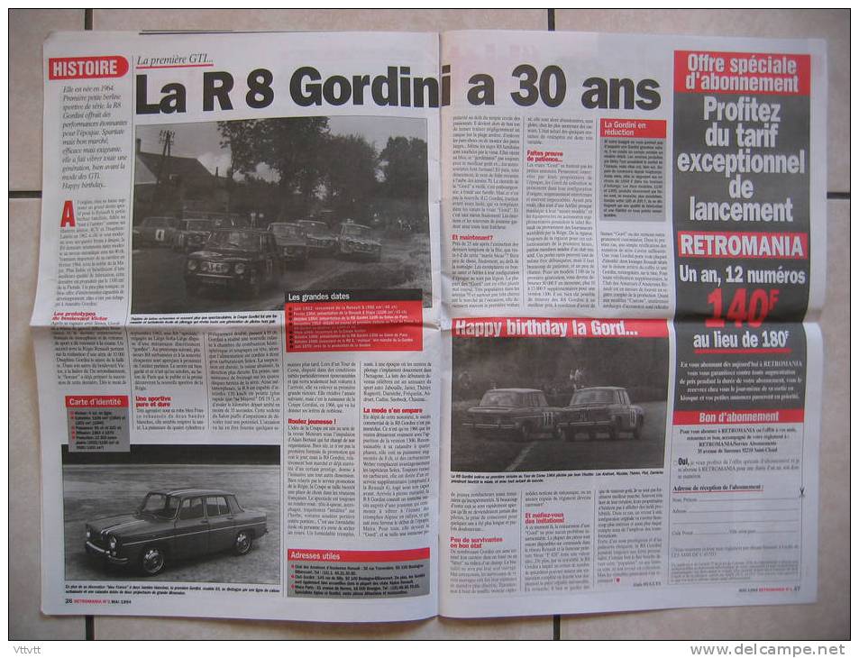 RETROMANIA, N° 1 (Mai 1994) : Volkswagen Golf GT I, Jaguar MK II, Renault R8 Gordini, Alfa Roméo Alfasud Sprint... - Auto/Moto