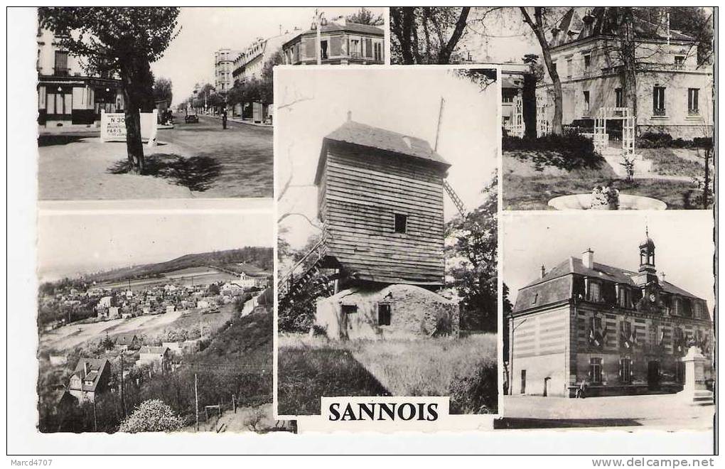 SANNOIS 95 Carte Multivues Le Célèbre Moulin Editions Abeille Carte Dentelée Véritable Photo - Sannois