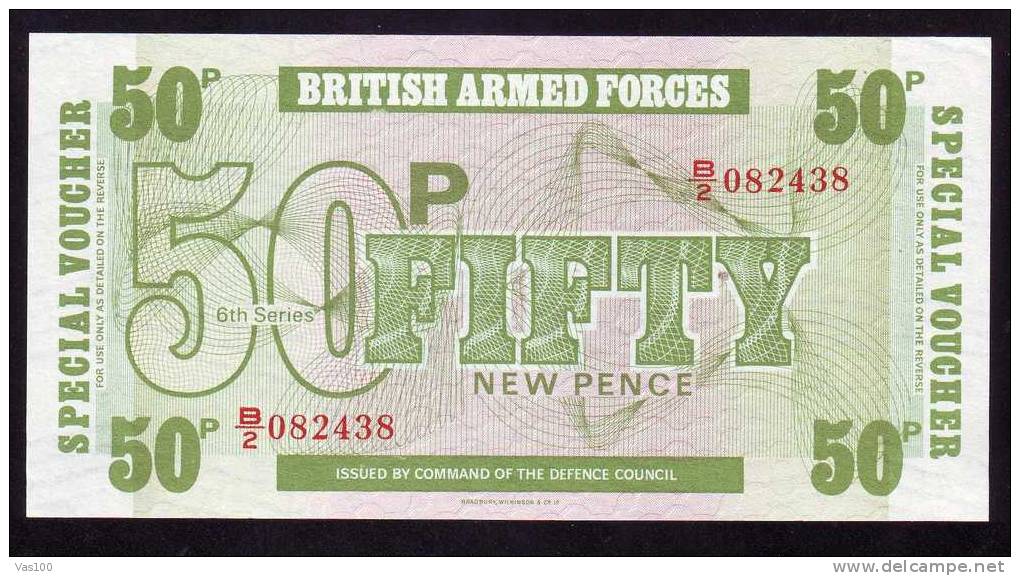 BRITISH ARMED FORCES 50 FIFTY NEW PENCE,SPECIAL VOUCHER,UNC Uncirculated. - British Armed Forces & Special Vouchers