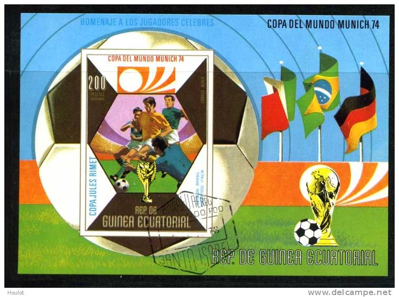 Äquatorial Guinea Mi.N° 346 Block 96 1974, Gestempelt, Fußball- Weltmeisterschaft, Deutschland (IV): Austragungsorte - Guinea (1958-...)