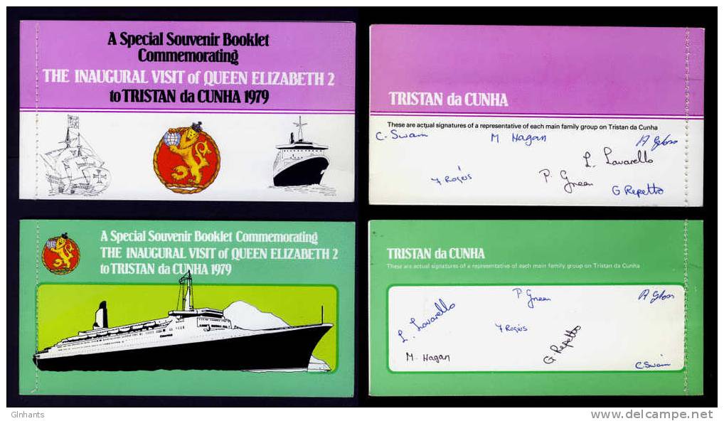 TRISTAN Da CUNHA - 1979 QE2 SIGNED BOOKLETS SCARCE - Isla Sta Helena