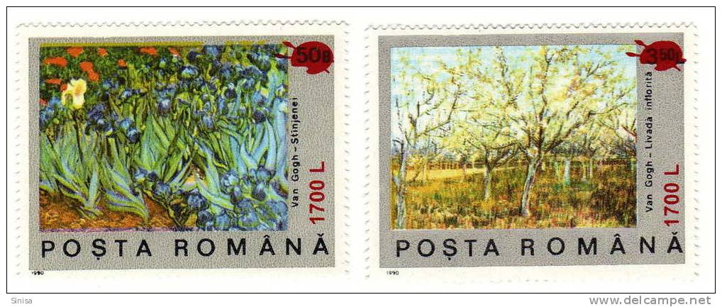 Romania / Van Gogh Paintings / Surcharched Stamps - Unused Stamps