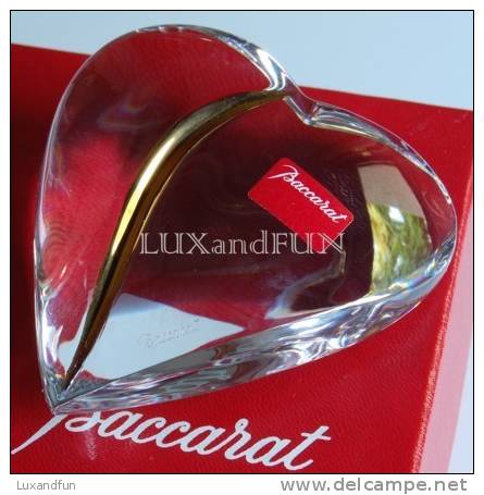 Baccarat Heart Of Passion PaperWeight Crystal And Gold - Fermacarte Cristallo E Oro - Never Used - Pisapapeles