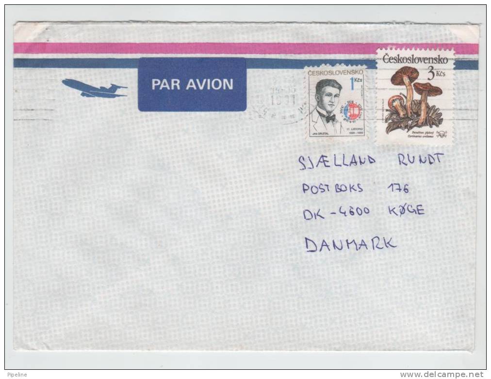 Czechoslovakia Air Mail Cover Sent To Denmark 9-1-1991 - Poste Aérienne