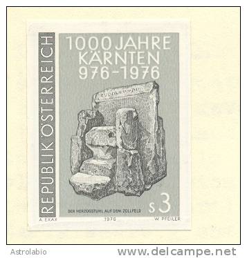 Autriche 1976 " 1000 Anivº De La Carinthie "  épreuve En Noir, Black Proof, Schwarzdruck Auf Blatt. Yvert 1340 - Proeven & Herdruk