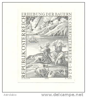 Autriche 1976 " 350 ª La Révolte Des Paysans "  épreuve En Noir, Black Proof, Schwarzdruck Auf Blatt. Yvert 1343 - Proeven & Herdruk
