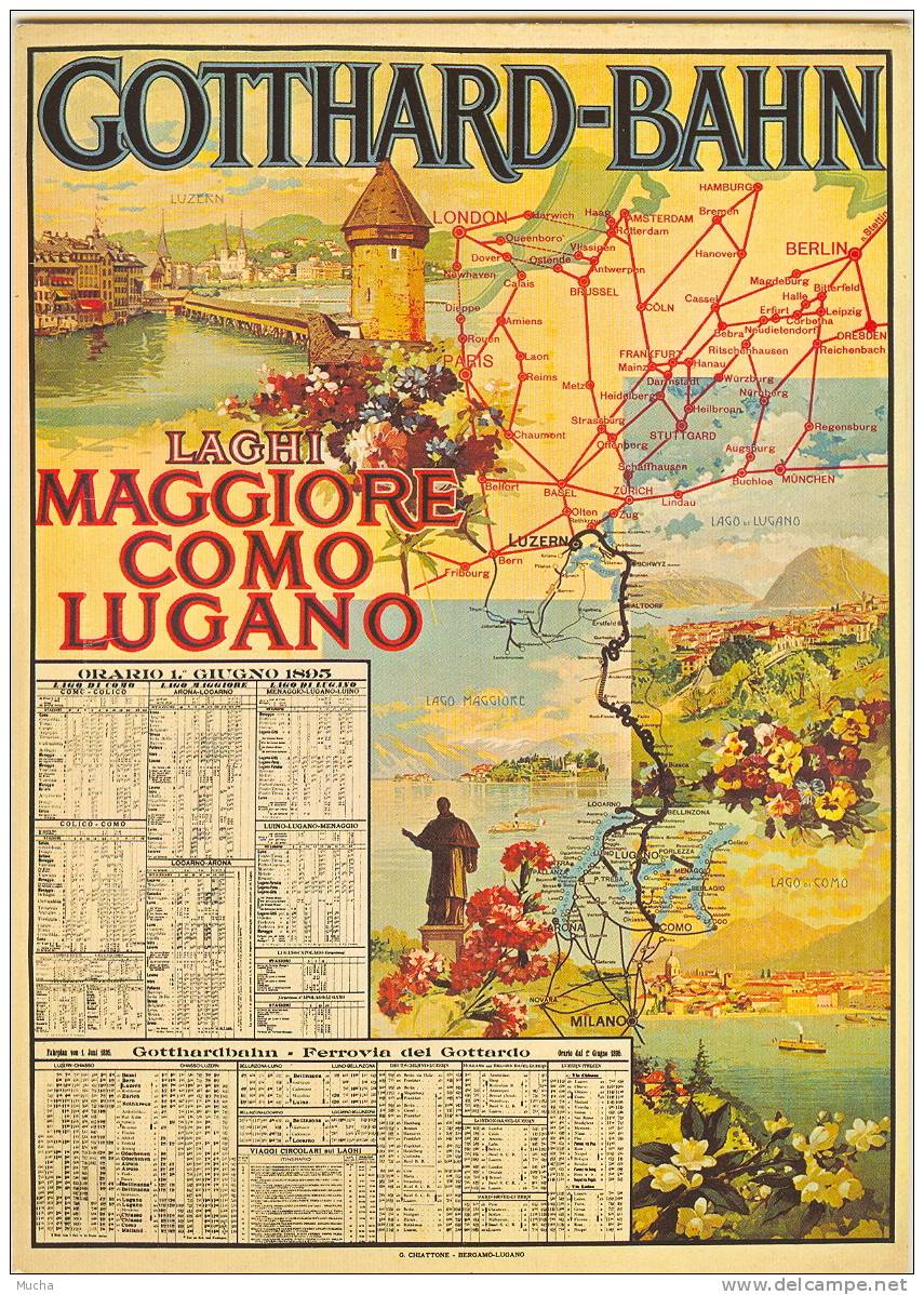 Gotthard Bahn Lagui Maggiore Como Lugano (reproduction D´affiche) - Lugano