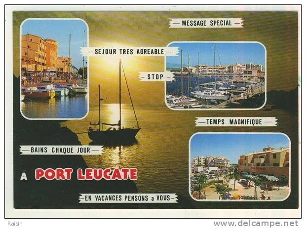 11  Port Leucate  Multi Vues Message Spécial Port Casino Commerces CPSM TBE - Leucate