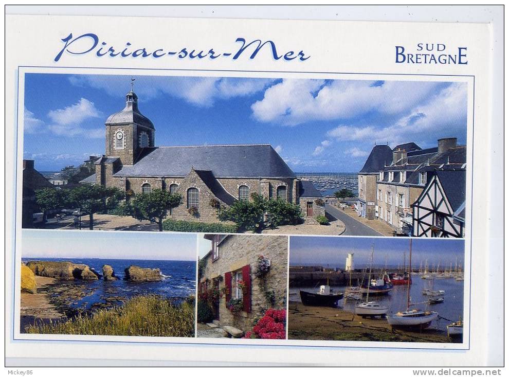 PIRIAC Sur Mer--Vues Diverses (église,cote Rocheuse, Port), Cm N° 5879  éd Jack - Piriac Sur Mer