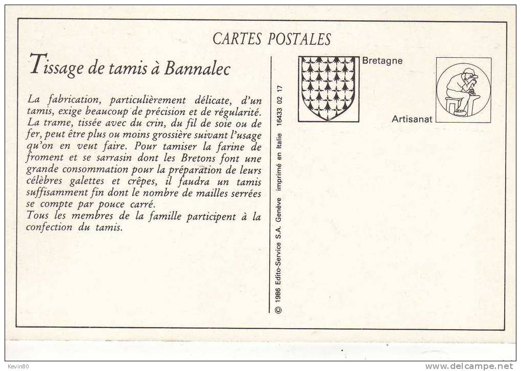 29 Tissage De Tamis Et De Crible Dans Une Famille De BANNALEC Cpa Animée ( Réédition) - Bannalec