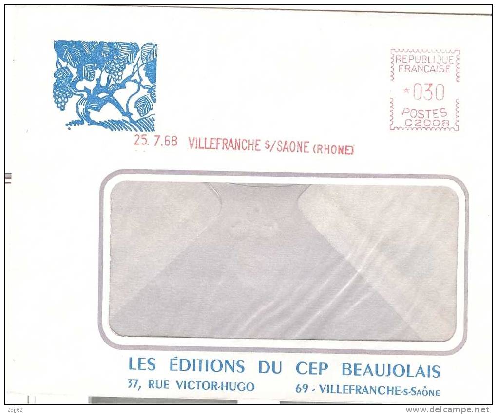 Vin, Cep, Beaujolais, Littérature, Villefranche Sur Saône, Classe Ouverte - Enveloppe   (B0754) - Wines & Alcohols