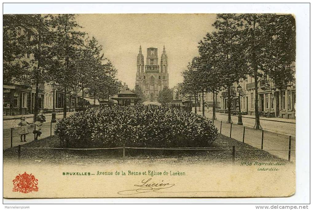 Brussel - Bruxelles - Avenue De La Reine Et Eglise De Laeken - Ed. Grand Bazar Anspach N° 58 - Lanen, Boulevards