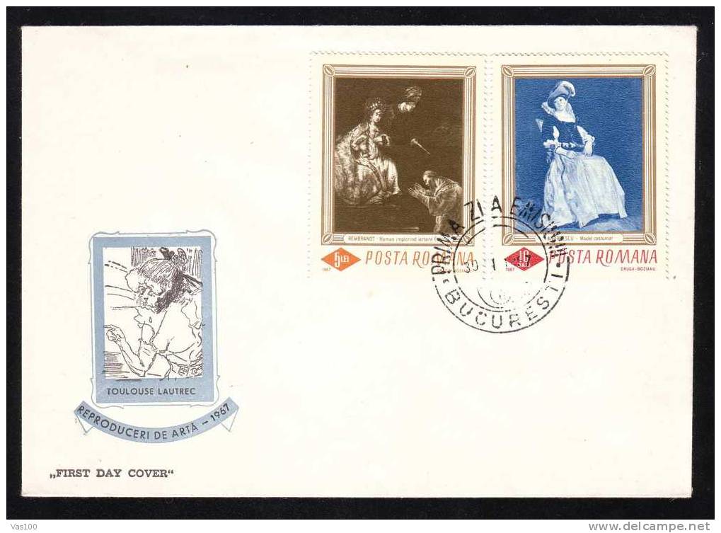 FDC Rembrant 1967 Painting; 1 Cover - Romania. - Rembrandt