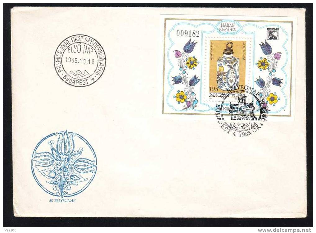 Hungary 1985 FDC 1cover Porcelaine Block. - Porselein