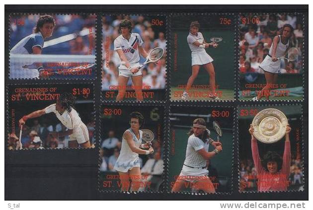 GRENADINES Of St.VINCENT  Tennis  Set 8 Stamps   MNH - Tennis