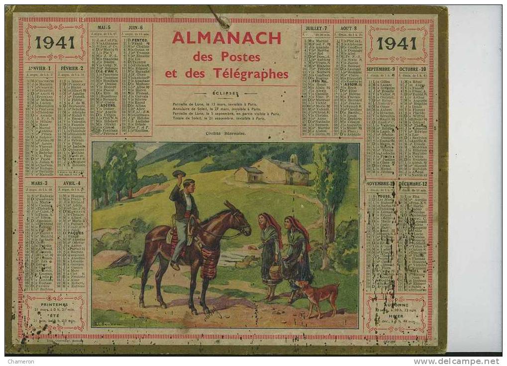 1942 - Almanach Des Postes Et Des Télégraphes : La Récompense,  Signé BEUZON - Formato Grande : 1941-60