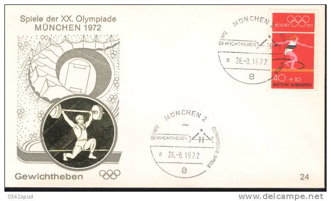 Jeux Olympiques 1972 Allemagne  Haltérophilie Weightlifting  Sollevamento Pesi  Sur Lettre - Pesistica