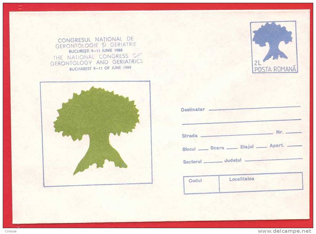 ROMANIA 1988 Postal Stationery Cover The National Congress Of Gerontology And Geriatrics. - Andere & Zonder Classificatie