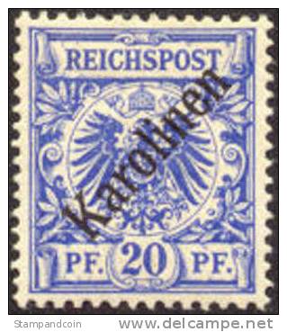 Germany Caroline Islands #4a Mint Hinged 20pf From 1899 - Caroline Islands