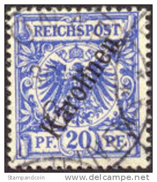 Germany Caroline Islands #4 Used 20pf From 1900, Expertized - Carolines