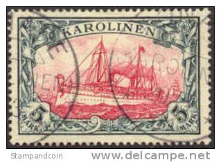 Germany Caroline Islands #19 SUPERB 5m Used From 1901, German Expertized - Caroline Islands