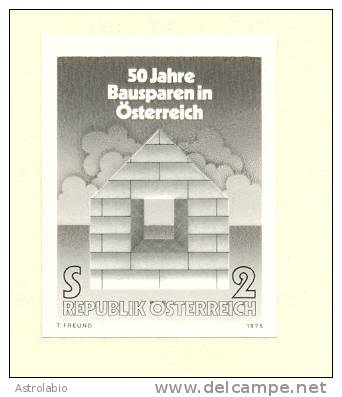 Autriche 1975 " Epargne-logement "  épreuve En Noir, Black Proof, Schwarzdruck Auf Blatt. Yvert 1326 - Proofs & Reprints