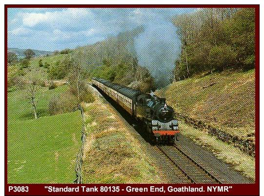 P3083 "STANDARD TANK 80135 At GOATHLAND, NORTH YORK MOORS RAILWAY" - Colour Photo Postcard. Beric Tempest - Trains