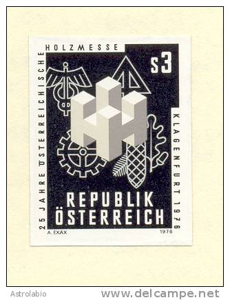 Autriche 1976 " Foire Du Bois "  épreuve En Noir, Black Proof, Schwarzdruck Auf Blatt. Yvert 1346 - Proeven & Herdruk