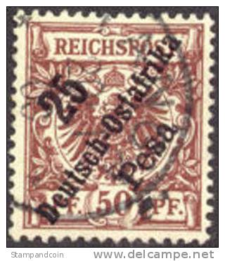 German East Africa #10 XF Used 25pes On 50pf From 1896, Expertized - Duits-Oost-Afrika