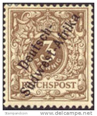 German SW Africa #1 Mint Hinged 3pf From 1897 - German South West Africa