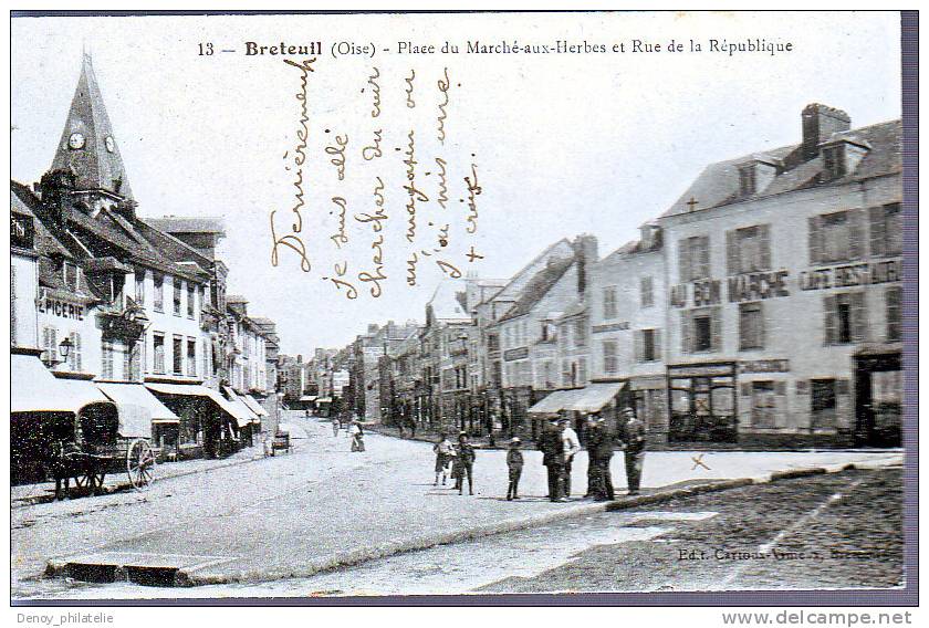 BRETEUIL-PLACE DU MARCHE-AUX-HERBES ET RUE DE LA REPUBLIQUE - Breteuil
