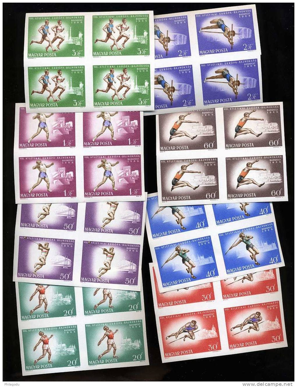 1966  Championnat Européen Athlétisme  NON DENTELES Blocs De 4   Michel 2262/69.B. - Unused Stamps
