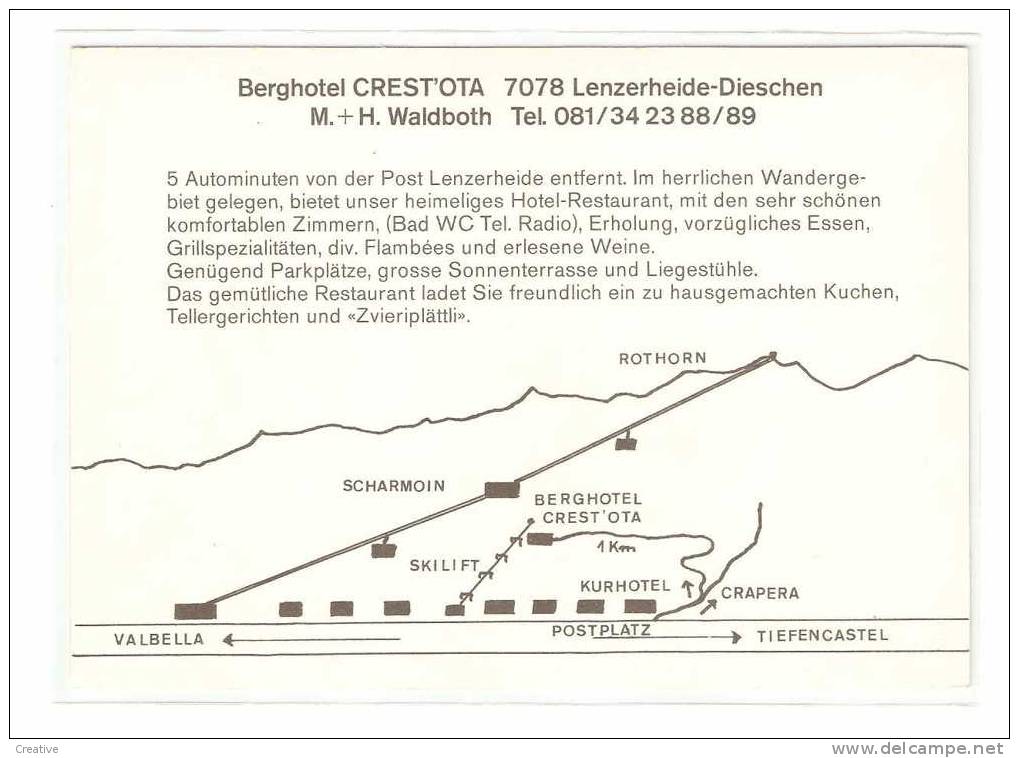 Berghotel CREST'OTA Lenzerheide-Dieschen(2scans,pas Une Carte Postal) - Lantsch/Lenz