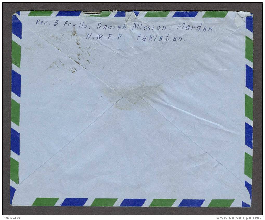 Pakistan Airmail Par Avion Upfranked Postal Stationery Ganzsache Entier Danish Mission Mardan NWFP 1954 To Valby Denmark - Pakistan