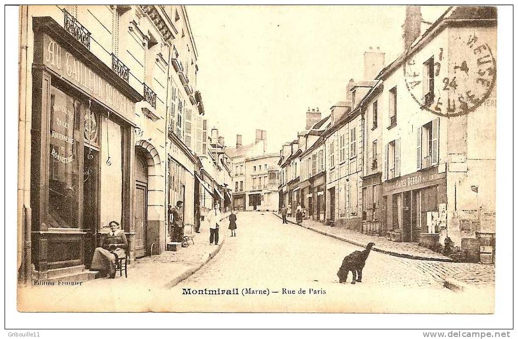 MONTMIRAIL   -   RUE DE PARIS Avec* AU TAILLEUR MODERNE * Et  * CAFES DEBRAY *   -   Editeur :  FOURNIER    N°sans - Montmirail