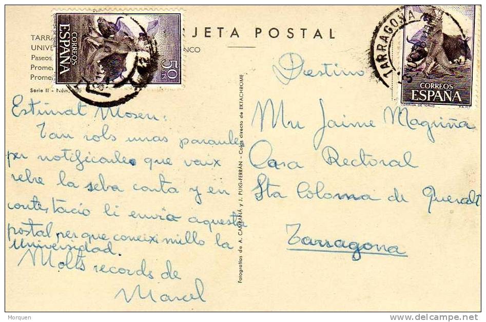 Postal Tarragona 1961. Universidad Paseo - Lettres & Documents