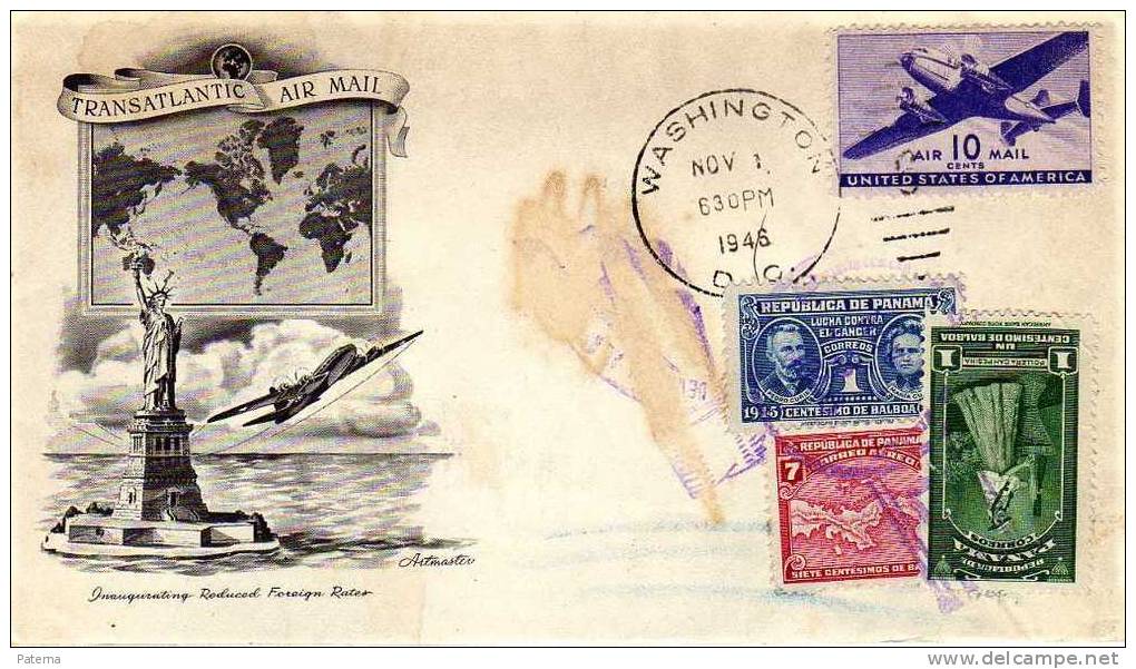 Carta, WASHINGTON ( U.S.A.) 1946, Devolucion  Panama , RARO, Cover, Lettre, Letter, - Storia Postale