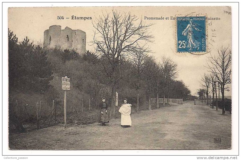 Cp , 91 , ETAMPES , Promenade De GUINETTE , Voyagée 1921 - Etampes