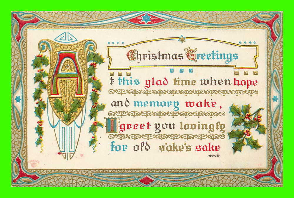 CHRISTMAS GREETINGS - EMBOSSED -  F. SANDER - 3/4 BACK - - Altri & Non Classificati