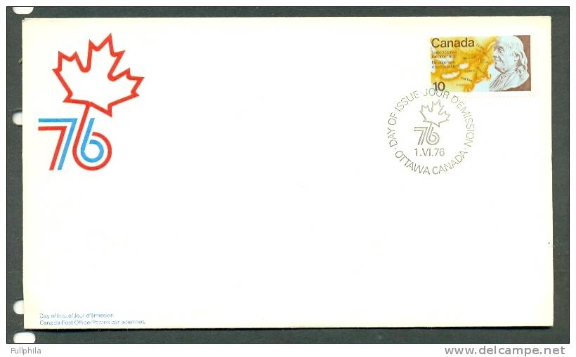 1976 CANADA AMERICAN BICENTENARY MICHEL: 627 FDC - 1971-1980