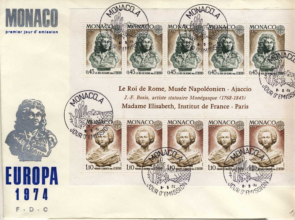 MONACO FDC MICHEL BL 7 EUROPA 1974 - 1974